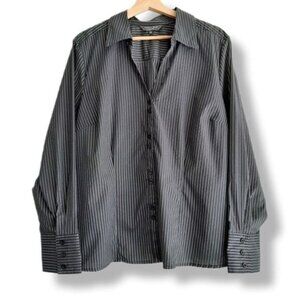 ADDITION ELLE Button Down Dot Stripe Dress Shirt Sz 18